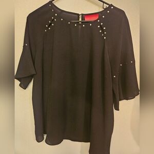 Elegant Black Top with Silver Accents